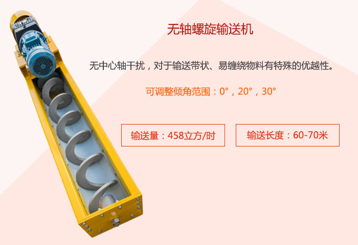 采用無軸設(shè)計(jì)，適合輸送粘性強(qiáng)、易堵塞的物料