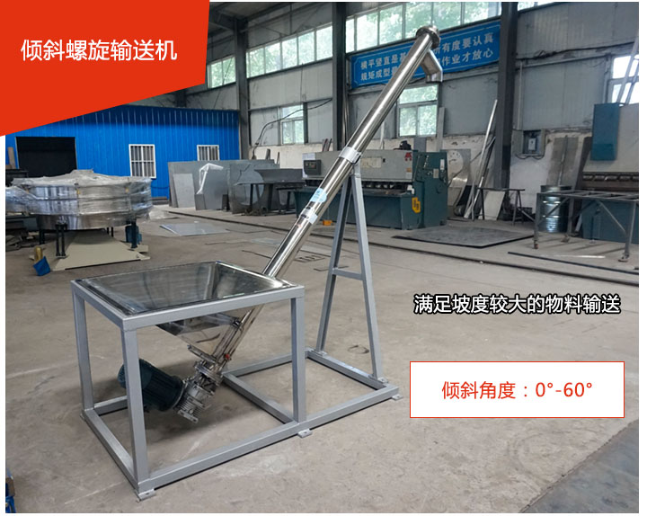 傾斜螺旋輸送機(jī)可用于60°范圍內(nèi)輸送散狀物料、不回流
